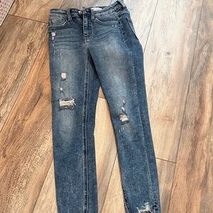 Flying Monkey Distressed Dark Blue Skinny Jeans